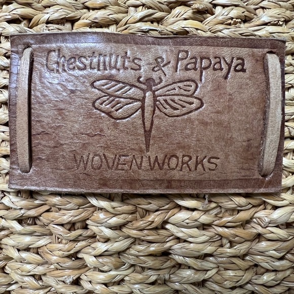 Papaya and Chestnuts woven works wicker tote. - Picture 6 of 10